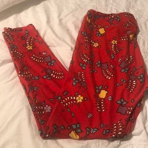 Lularoe LLR tulip daisy multi color leggings EUC
